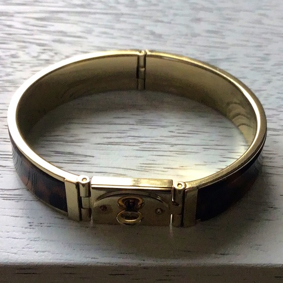 Gold-Tone Tortoise Turnlock Bangle Bracelet - Picture 3 of 4